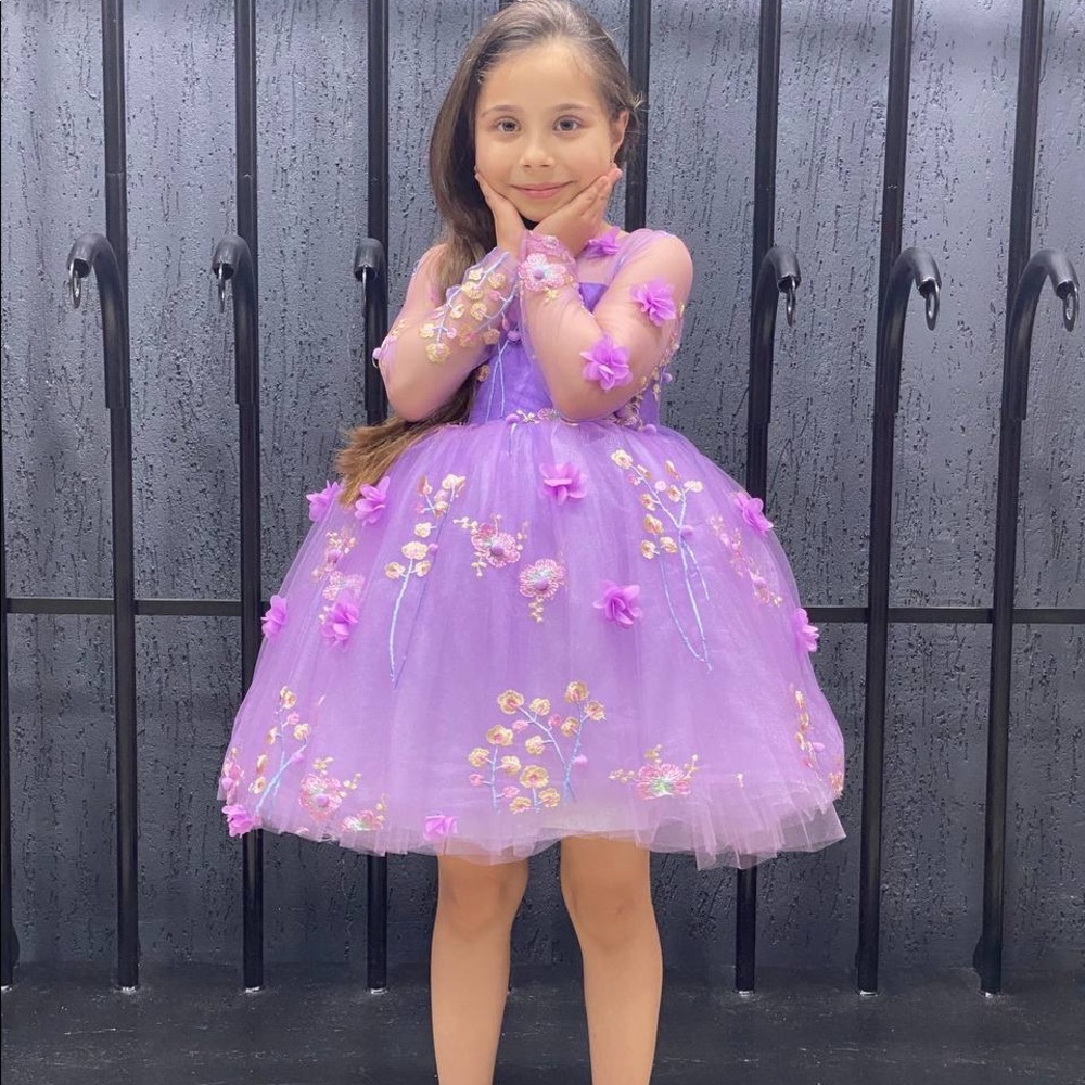 Purple Flower Girl Tutu Tulle Dress, Birthday Dress, Boho Chic Dress